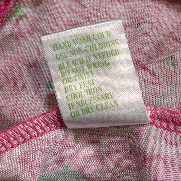 Lilly Pulitzer Silk Dress Daiquiri Pink Green Floral Print Tie Waist Size 10 - Picture 8 of 10
